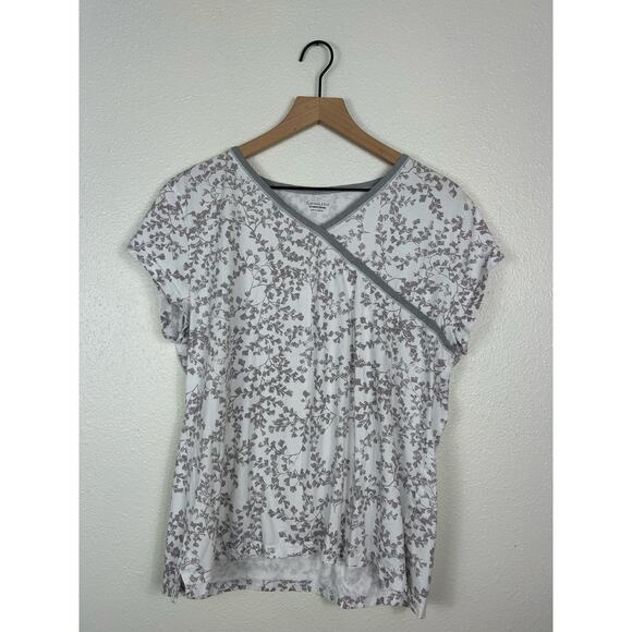 Garnett Hill Asian Wrap Long Pajama Set White Sz Large - Picture 2 of 4